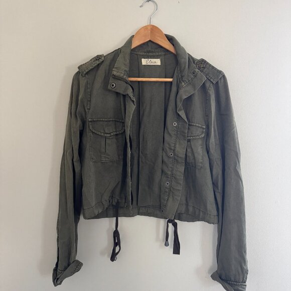 Cropped Elan Army Green Lightweight Utility Jacket - Picture 1 of 6